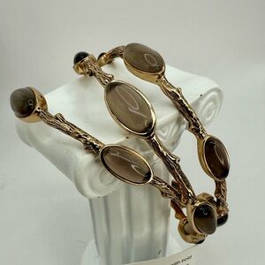 NWT Studio Barse Smoky Quartz Bangles – Set of 3 – Gold Tone – Size 8